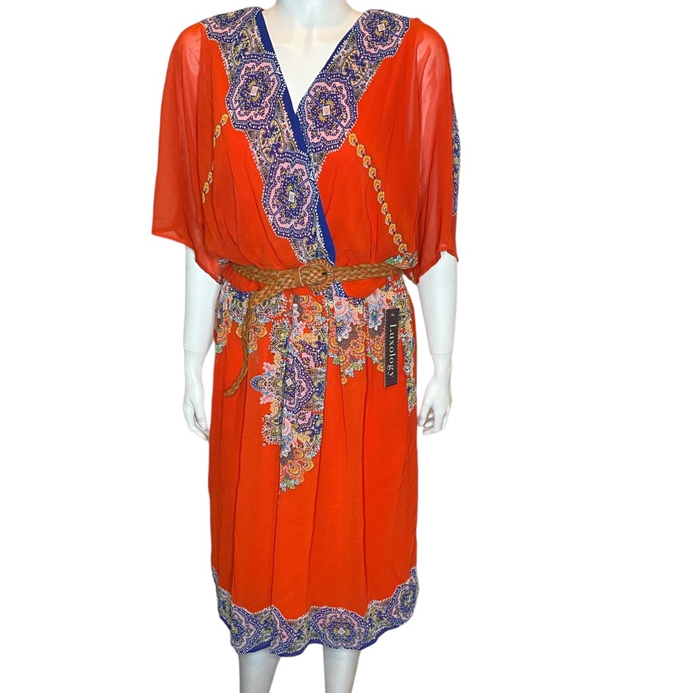 Burnt Orange and Navy dress